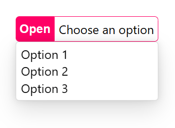 The rendering of a select element with a custom button